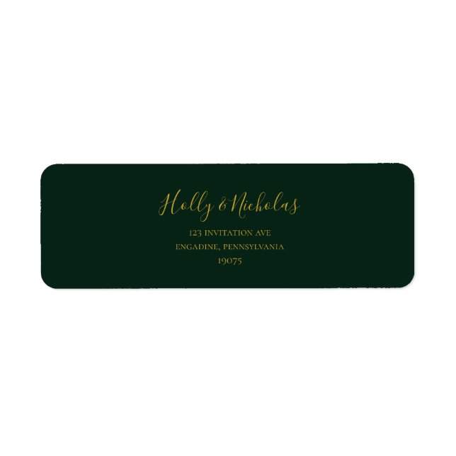 Simple Elegant Christmas | Green Return Address Return Address Label (Front)