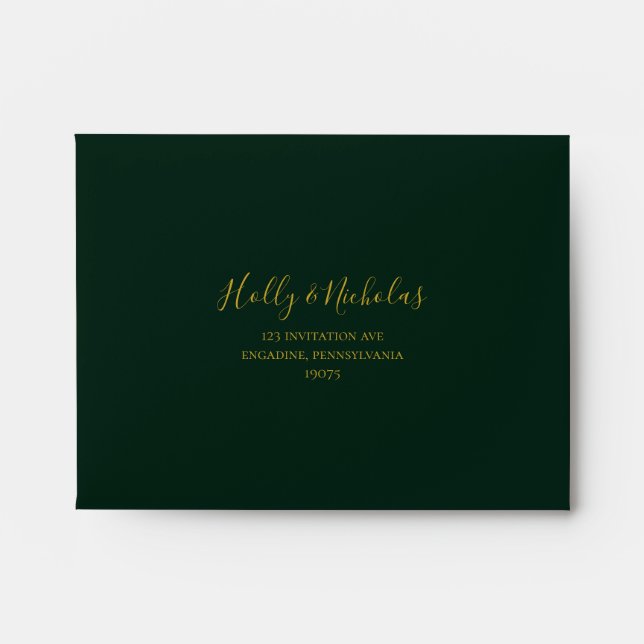 Simple Elegant Christmas Green Self Addressed RSVP Envelope (Front)
