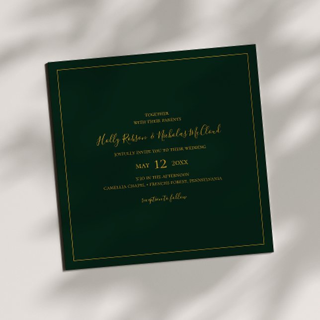 Simple Elegant Christmas | Green Square Wedding Invitation (Creator Uploaded)
