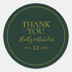 Simple Elegant Christmas Green Thank You Sticker
