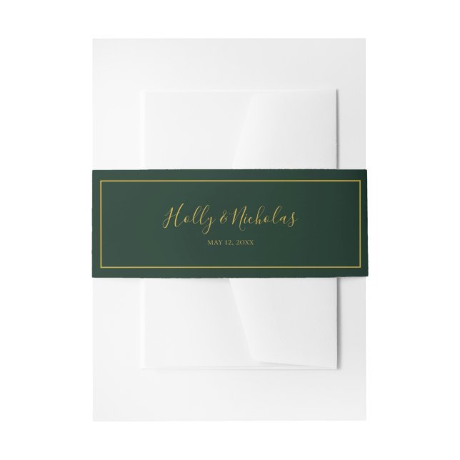 Simple Elegant Christmas | Green Wedding Invitation Belly Band (Front Example)