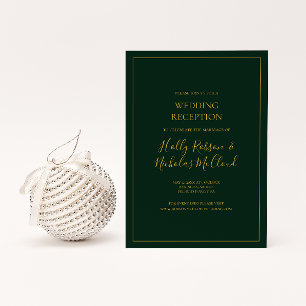 Simple Elegant Christmas Green Wedding Reception Invitation