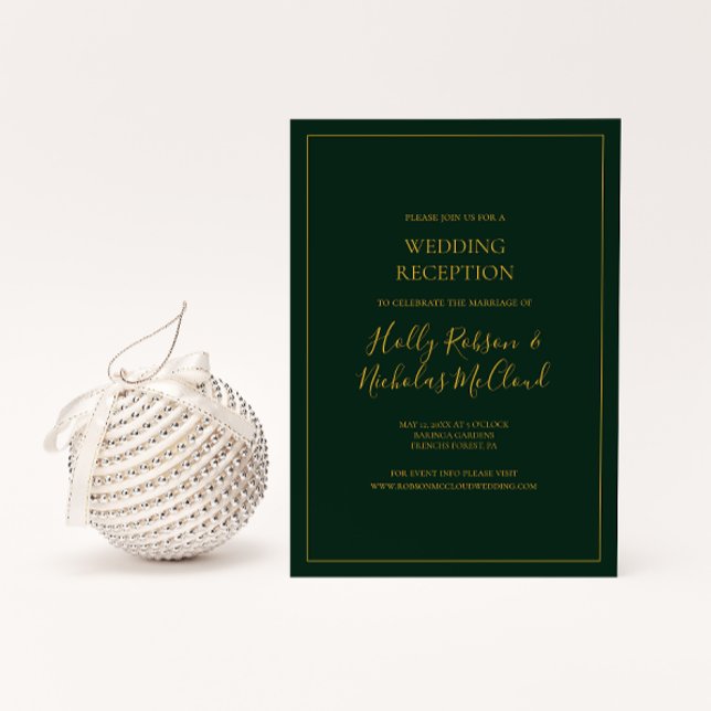 Simple Elegant Christmas | Green Wedding Reception Invitation (Creator Uploaded)
