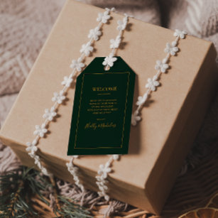 Simple Elegant Christmas   Green Wedding Welcome Gift Tags