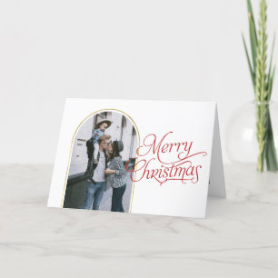 Simple elegant christmas greeting family photo  holiday card