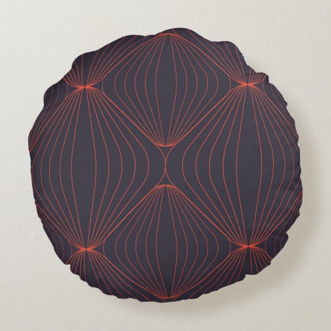 Simple, elegant Christmas inspired graphic pattern Round Cushion (Back)