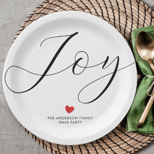 Simple Elegant Christmas Joy Holiday Party Paper Plate