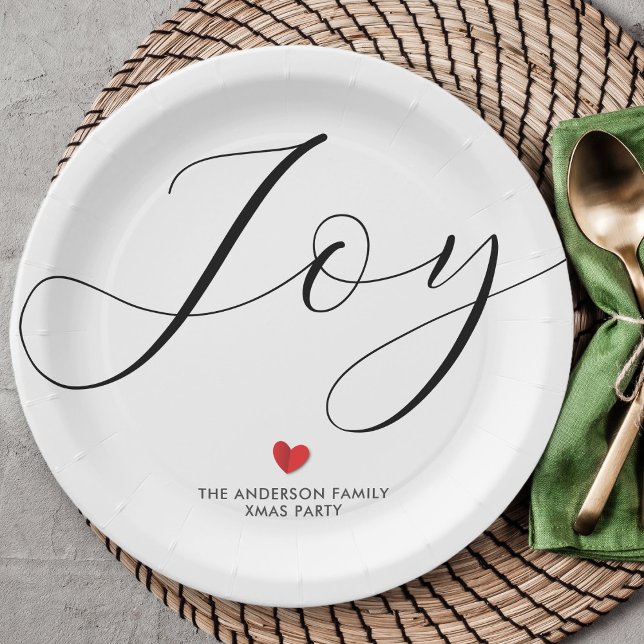 Simple Elegant Christmas Joy Holiday Party Paper Plate (Creator Uploaded)