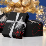 Simple Elegant Christmas Pine Tree | Black Wrapping Paper<br><div class="desc">Wrap your Christmas gifts with this beautiful simple Christmas pine tree pattern design and enjoy your holiday.</div>