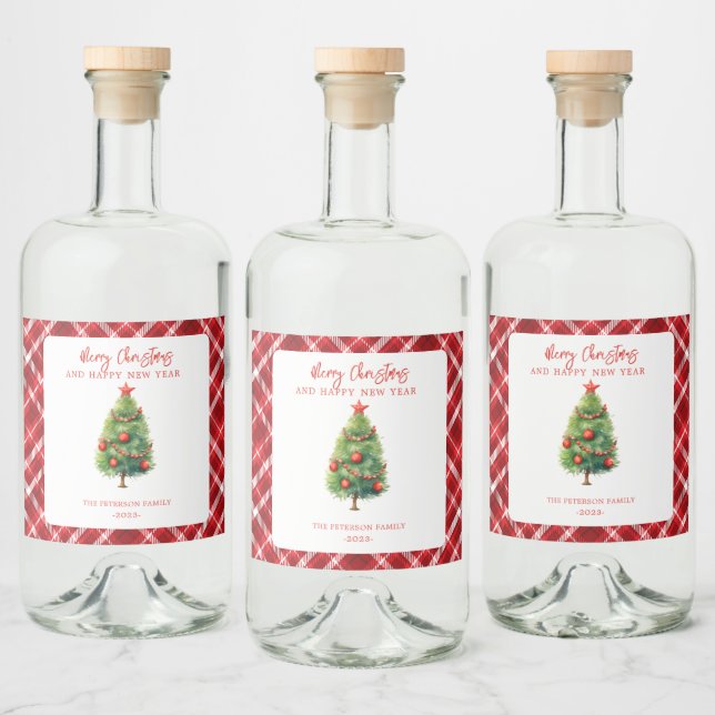 Simple Elegant Christmas Pine Tree  Liquor Bottle Label (Bottles)