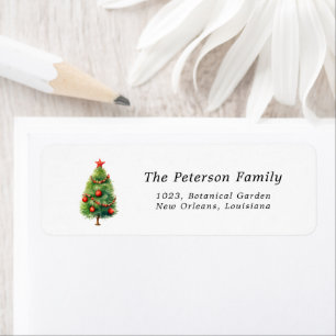 Simple Elegant christmas Pine Tree White Address Return Address Label