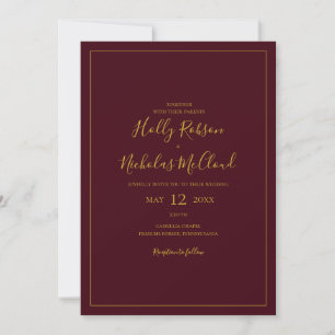 Simple Elegant Christmas Red All In One Wedding Invitation
