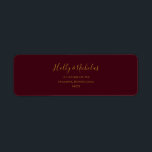 Simple Elegant Christmas | Red Return Address Label<br><div class="desc">This simple elegant Christmas | red return address label is perfect for your minimalist modern winter wedding. The classic gold luxury calligraphy, along with the traditional red background, all bordered with a minimal frame, is sure to complete the colourful holiday vibe you're looking for. You can personalise with your own...</div>