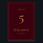 Simple Elegant Christmas | Red Table Number<br><div class="desc">This simple elegant Christmas | red table number is perfect for your minimalist modern winter wedding. The classic gold luxury calligraphy, along with the traditional red background, all bordered with a minimal frame, is sure to complete the colourful holiday vibe you're looking for. You can personalise with your own photos...</div>