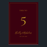 Simple Elegant Christmas | Red Table Number<br><div class="desc">This simple elegant Christmas | red table number is perfect for your minimalist modern winter wedding. The classic gold luxury calligraphy, along with the traditional red background, all bordered with a minimal frame, is sure to complete the colourful holiday vibe you're looking for. You can personalise with your own photos...</div>