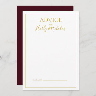 Simple Elegant Christmas   Red Wedding Advice Card