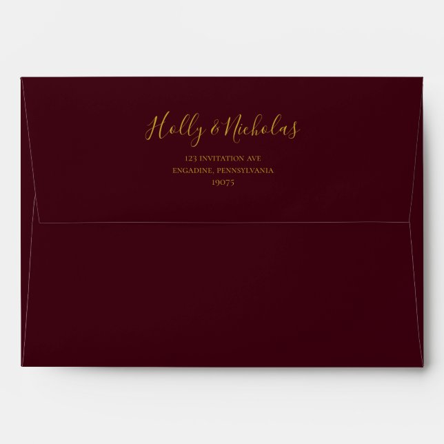 Simple Elegant Christmas Red Wedding Invitation Envelope (Back (Top Flap))