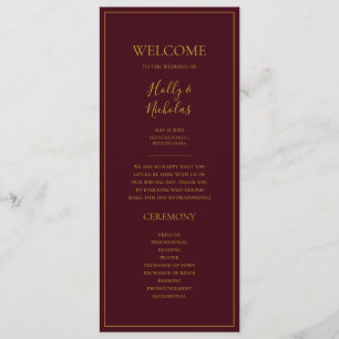 Simple Elegant Christmas   Red Wedding Program