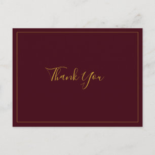 Simple Elegant Christmas Red Wedding Thank You Postcard