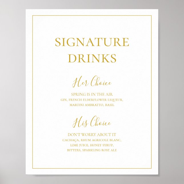 Simple Elegant Christmas | Signature Drinks Sign (Front)