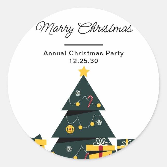 Simple Elegant Christmas Tree Gift Box Classic Round Sticker (Front)