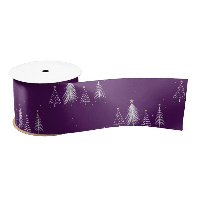 Simple Elegant Christmas Tree Pattern Holiday  Satin Ribbon (Spool)