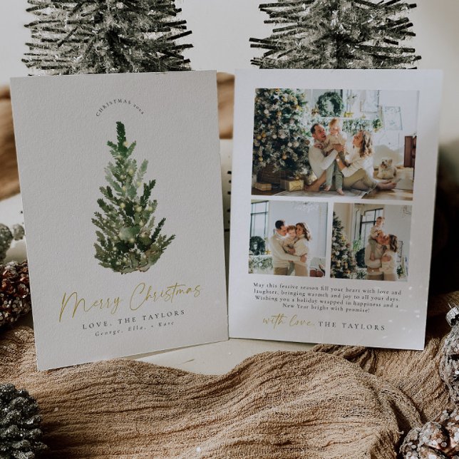 Simple, Elegant  Christmas Tree Photo Christmas Holiday Card (Creator Uploaded)