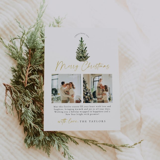 Simple, Elegant  Christmas Tree Photo Christmas  Holiday Card (Creator Uploaded)