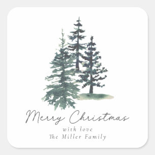 Simple Elegant Christmas tree   Pine tree  Square Sticker