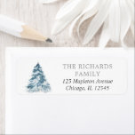 Simple elegant christmas tree snowflakes return address label<br><div class="desc">For more advanced customisation of this design,  simply select the "Customise It" button above!</div>
