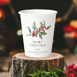 Simple Elegant Christmas Watercolor Botanical Paper Cups<br><div class="desc">Simple Elegant Christmas Watercolor Botanical Classic paper cups features a beautiful watercolor illustration of seasonal greenery and holly berries,  along with elegant type.</div>