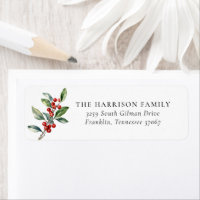 Simple Elegant Christmas Watercolor Floral Address
