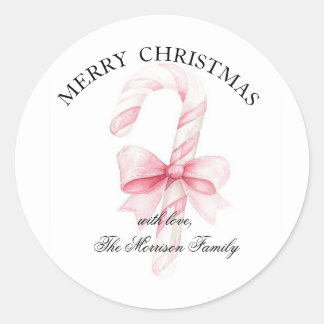 Simple Elegant Christmas Watercolor Gift Wrap Classic Round Sticker