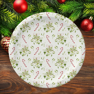 Simple Elegant Christmas Watercolor Greenery Paper Plate