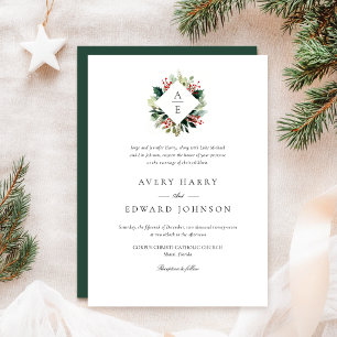 Simple Elegant Christmas Wedding  Invitation