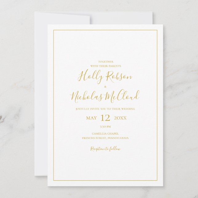 Simple Elegant Christmas White All In One Wedding Invitation (Front)