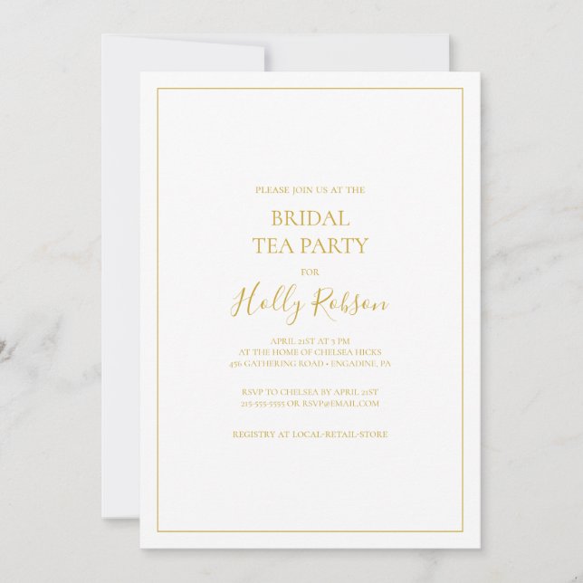 Simple Elegant Christmas | White Bridal Tea Party Invitation (Front)