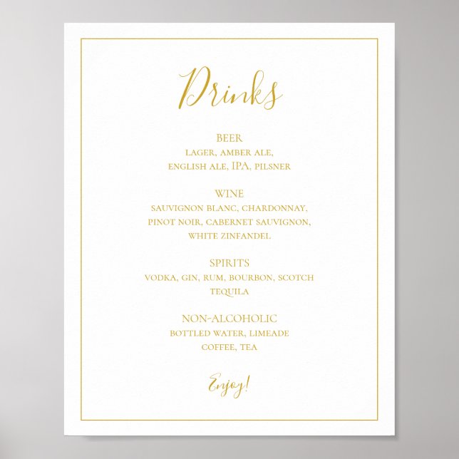 Simple Elegant Christmas | White Drinks Menu Sign (Front)