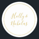 Simple Elegant Christmas | White envelope seals<br><div class="desc">These simple elegant Christmas | white envelope seals are perfect for your minimalist modern winter are. The classic gold luxury calligraphy, along with the traditional white background, all bordered with a minimal frame, is sure to complete the colourful holiday vibe you're looking for. You can personalise with your own photos...</div>