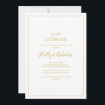 Simple Elegant Christmas | White Let's Celebrate  Invitation<br><div class="desc">This simple elegant Christmas | white let's celebrate invitation is perfect for your minimalist modern winter wedding. The classic gold luxury calligraphy, along with the traditional white background, all bordered with a minimal frame, is sure to complete the colourful holiday vibe you're looking for. You can personalise with your own...</div>