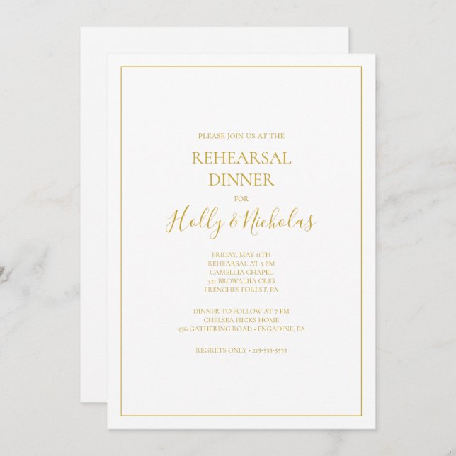 Simple Elegant Christmas | White Rehearsal Dinner  Invitation (Front/Back)