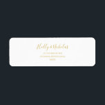 Simple Elegant Christmas | White Return Address Label<br><div class="desc">This simple elegant Christmas | white return address label is perfect for your minimalist modern winter wedding. The classic gold luxury calligraphy, along with the traditional white background, all bordered with a minimal frame, is sure to complete the colourful holiday vibe you're looking for. You can personalise with your own...</div>