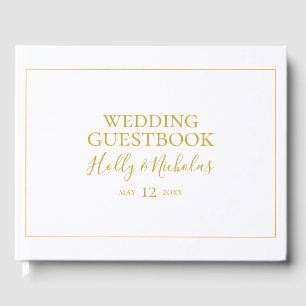 Simple Elegant Christmas   White Wedding Guest Book