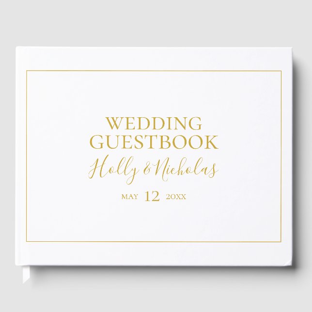 Simple Elegant Christmas | White Wedding Guest Book (Front)