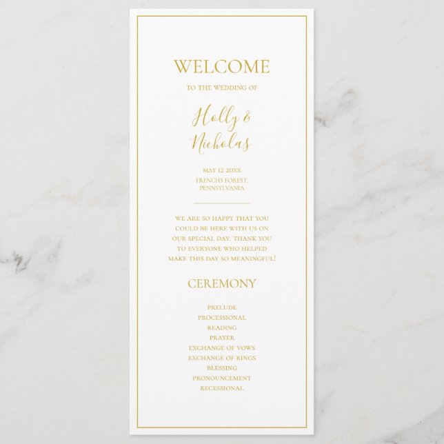 Simple Elegant Christmas | White Wedding Program (Front)
