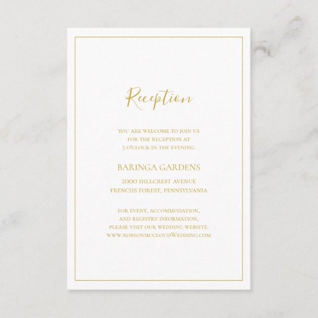 Simple Elegant Christmas | White Wedding Reception Enclosure Card (Front)