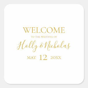 Simple Elegant Christmas   White Wedding Welcome Square Sticker