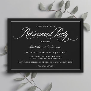 Simple Elegant Classic Black Retirement Party Invitation