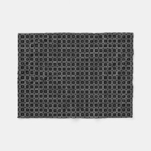 Simple Elegant Classic Black White Square Pattern Fleece Blanket