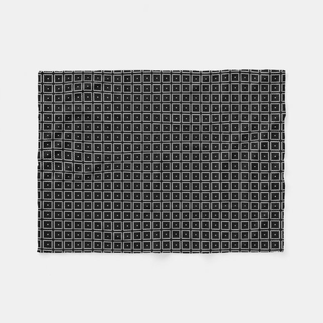 Simple Elegant Classic Black White Square Pattern Fleece Blanket (Front (Horizontal))